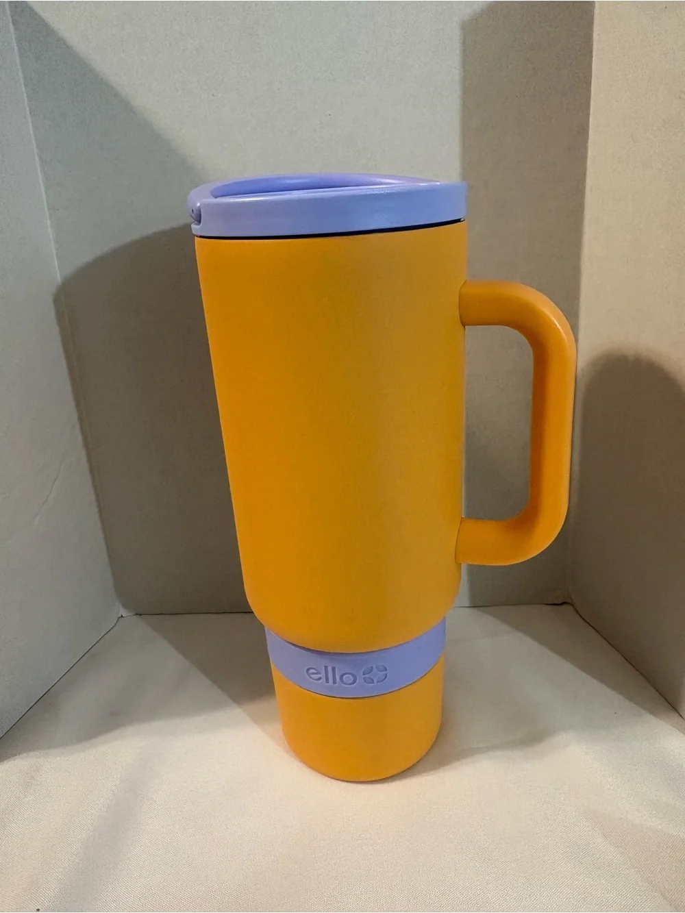 Ello Port Stainless Steel travel Tumbler 40oz orange purple w/handle top carrier